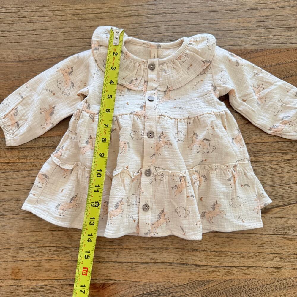 Quincy Mae Ruffle Collar Button Dress Unicorns - Size 3-6 months - Picture 6 of 6